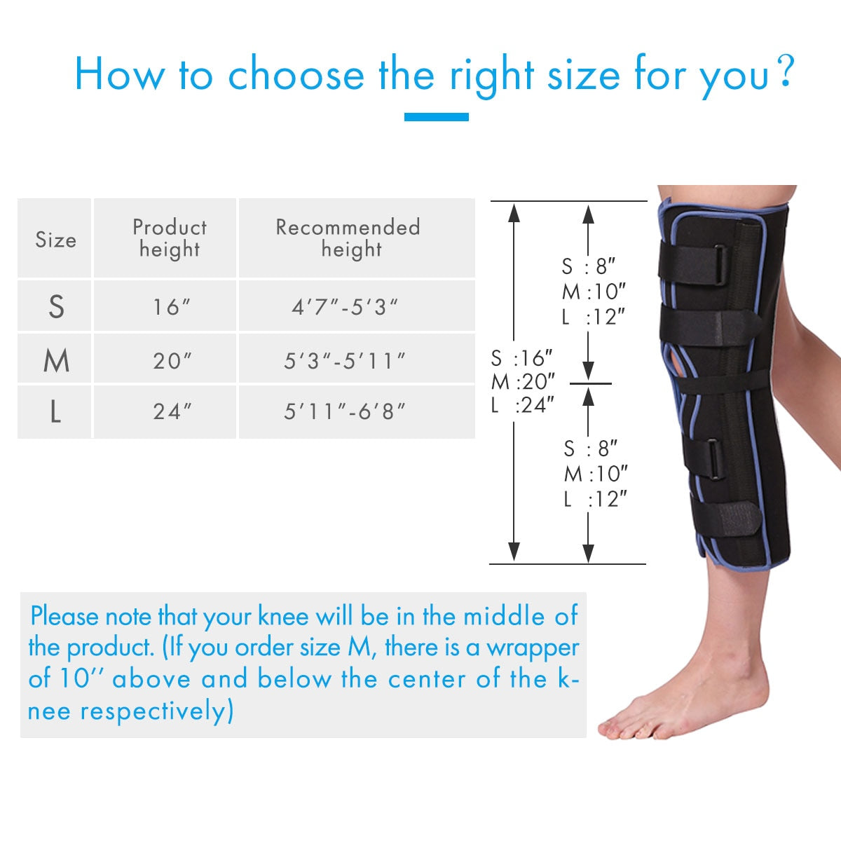 Tri-Panel Knee Immobilizer Brace Immobilizer Knee Splint Comfort Rigid Support - KiwisLove