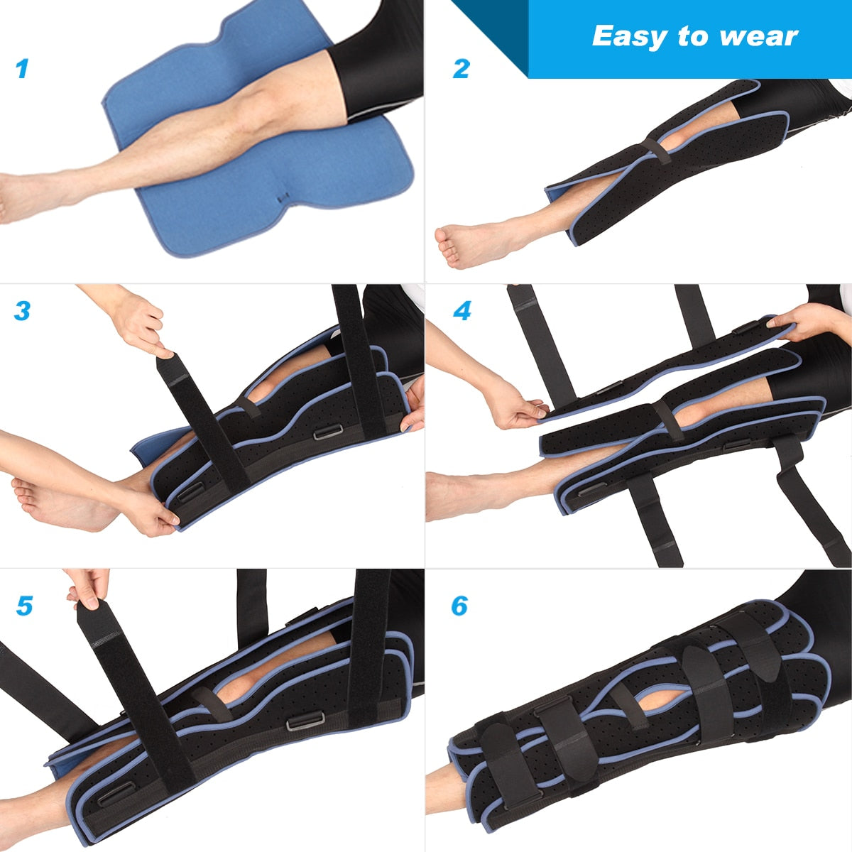 Tri-Panel Knee Immobilizer Brace Immobilizer Knee Splint Comfort Rigid Support - KiwisLove