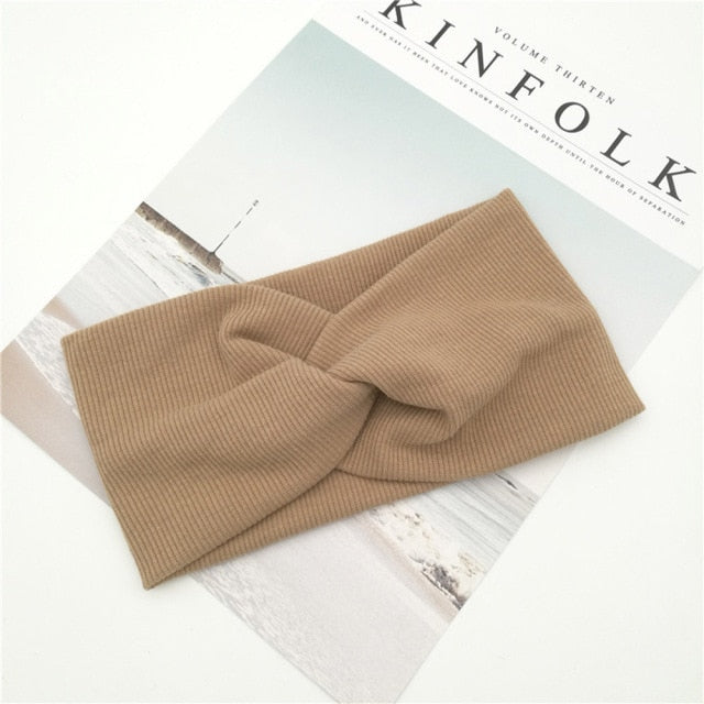 2021 Women Headband Cross Top Knot Elastic Hair Bands Soft Solid - KiwisLove