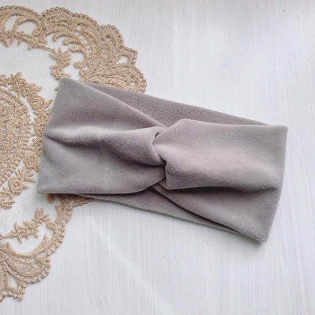 2021 Women Headband Cross Top Knot Elastic Hair Bands Soft Solid - KiwisLove