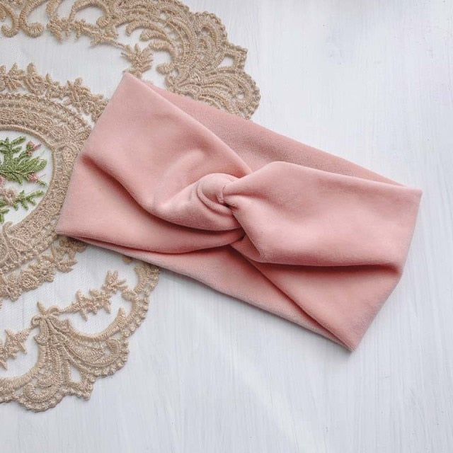 2021 Women Headband Cross Top Knot Elastic Hair Bands Soft Solid - KiwisLove