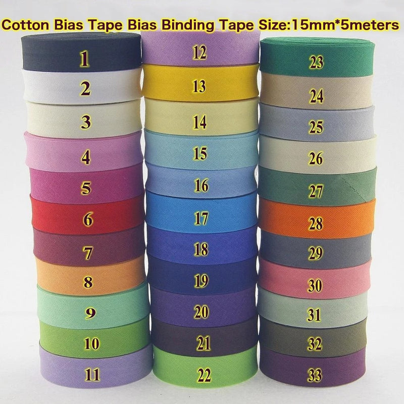 15mm (5/8")Width Back Side Ironed Single Folded Cotton Bias Binding Tape For Garment Cushion Table Quilt Craft Diy Accessories - KiwisLove