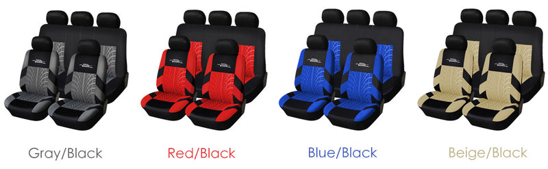 Track Detail Style Car Seat Covers Set Polyester Fabric Universal Fits Most Cars Covers Car Seat Protector - KiwisLove