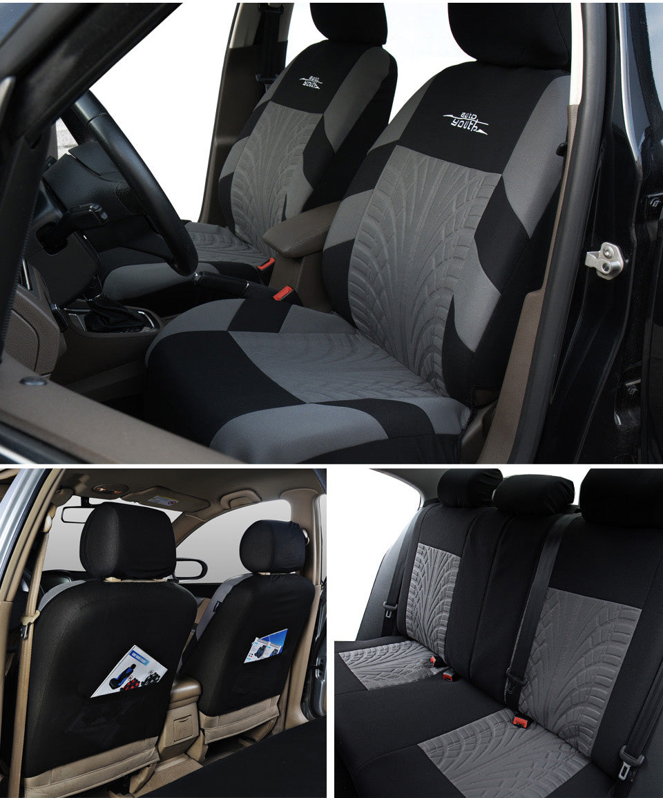 Track Detail Style Car Seat Covers Set Polyester Fabric Universal Fits Most Cars Covers Car Seat Protector - KiwisLove