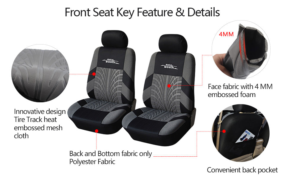 Track Detail Style Car Seat Covers Set Polyester Fabric Universal Fits Most Cars Covers Car Seat Protector - KiwisLove