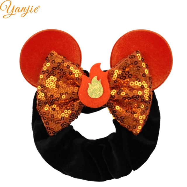 2021 New  Pretty Mouse Ears Sequins Hair Bow Women Velvet Scrunchies - KiwisLove