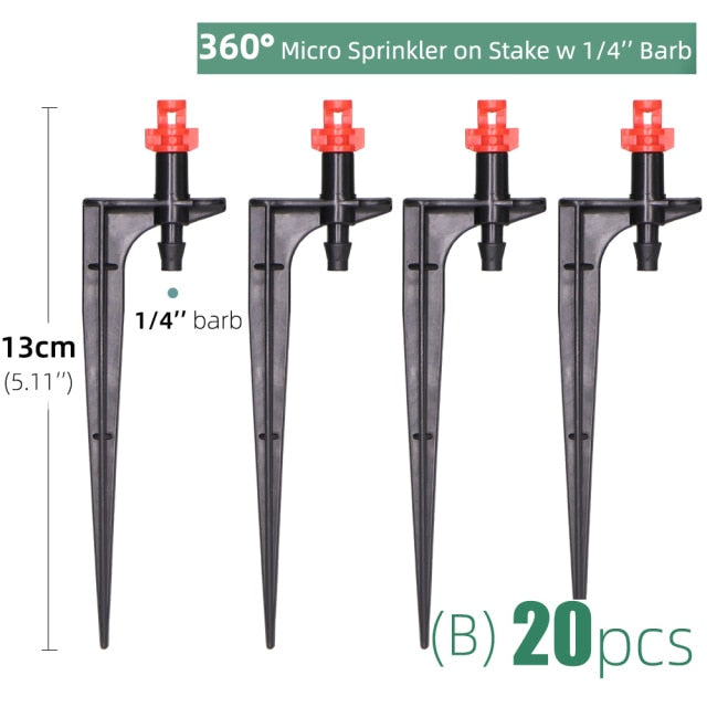 20PCS Misting Nozzles on 10.7cm Stake 1/4'' Barb Garden Irrigation Sprinkler - KiwisLove