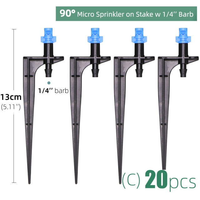 20PCS Misting Nozzles on 10.7cm Stake 1/4'' Barb Garden Irrigation Sprinkler - KiwisLove