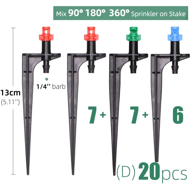 20PCS Misting Nozzles on 10.7cm Stake 1/4'' Barb Garden Irrigation Sprinkler - KiwisLove