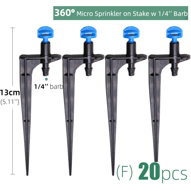 20PCS Misting Nozzles on 10.7cm Stake 1/4'' Barb Garden Irrigation Sprinkler - KiwisLove