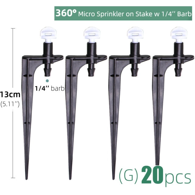 20PCS Misting Nozzles on 10.7cm Stake 1/4'' Barb Garden Irrigation Sprinkler - KiwisLove