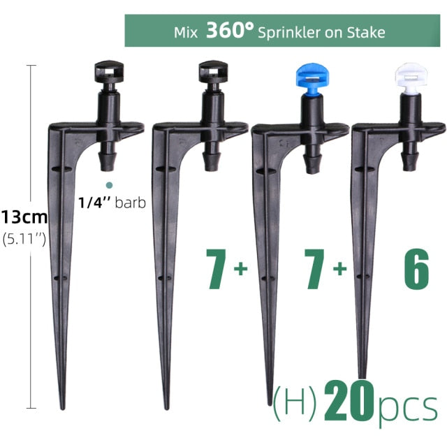 20PCS Misting Nozzles on 10.7cm Stake 1/4'' Barb Garden Irrigation Sprinkler - KiwisLove