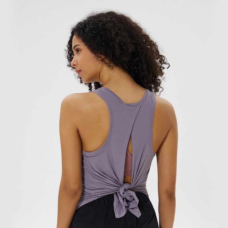 All Tied Up Women Yoga Top Tank Top Women Loose Shirt Workout Tops Workout - KiwisLove