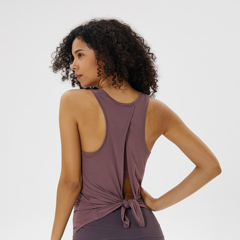 All Tied Up Women Yoga Top Tank Top Women Loose Shirt Workout Tops Workout - KiwisLove