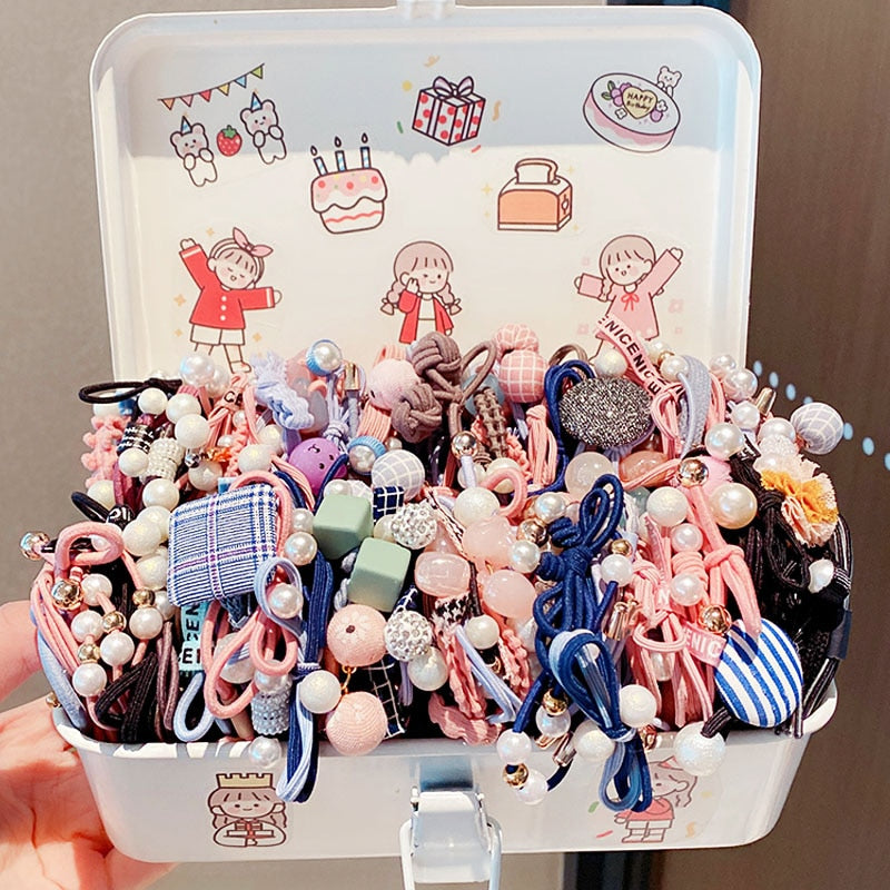 Colorful Pearl Elastic Hair Bands Scrunchies Ponytail Hold Rubber Bands - KiwisLove