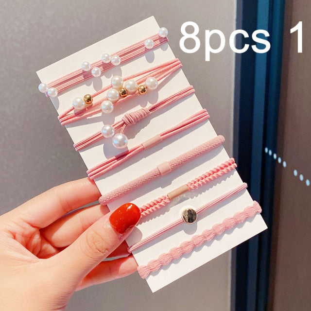 Colorful Pearl Elastic Hair Bands Scrunchies Ponytail Hold Rubber Bands - KiwisLove