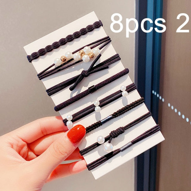 Colorful Pearl Elastic Hair Bands Scrunchies Ponytail Hold Rubber Bands - KiwisLove