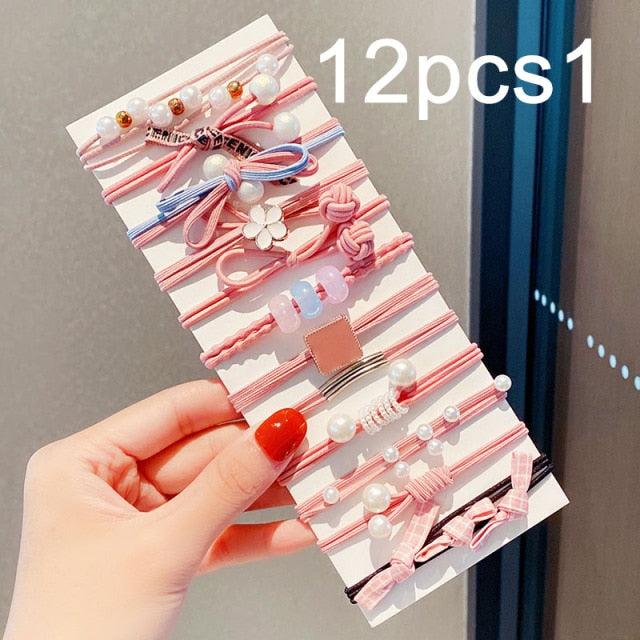 Colorful Pearl Elastic Hair Bands Scrunchies Ponytail Hold Rubber Bands - KiwisLove