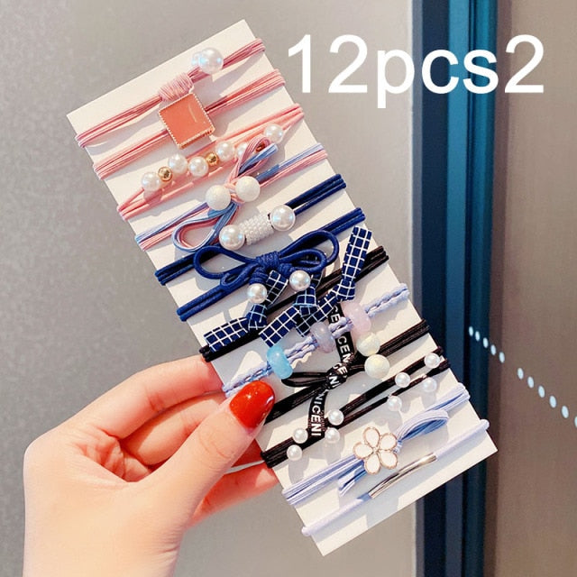 Colorful Pearl Elastic Hair Bands Scrunchies Ponytail Hold Rubber Bands - KiwisLove