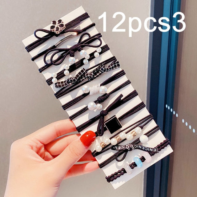 Colorful Pearl Elastic Hair Bands Scrunchies Ponytail Hold Rubber Bands - KiwisLove