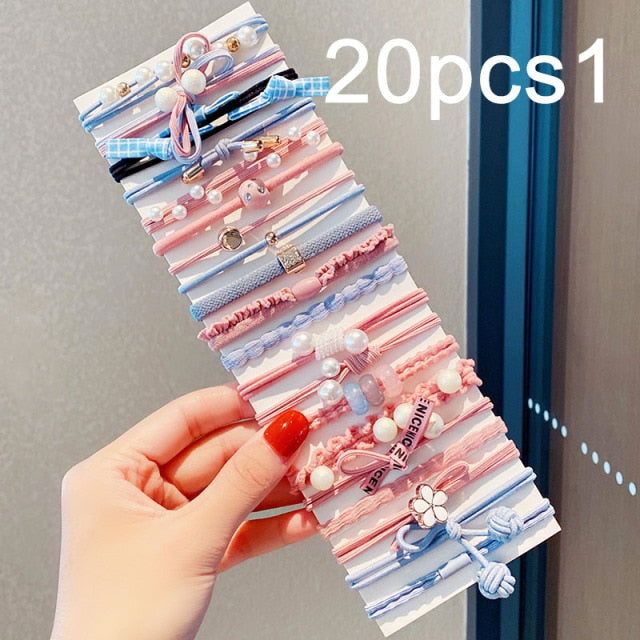 Colorful Pearl Elastic Hair Bands Scrunchies Ponytail Hold Rubber Bands - KiwisLove