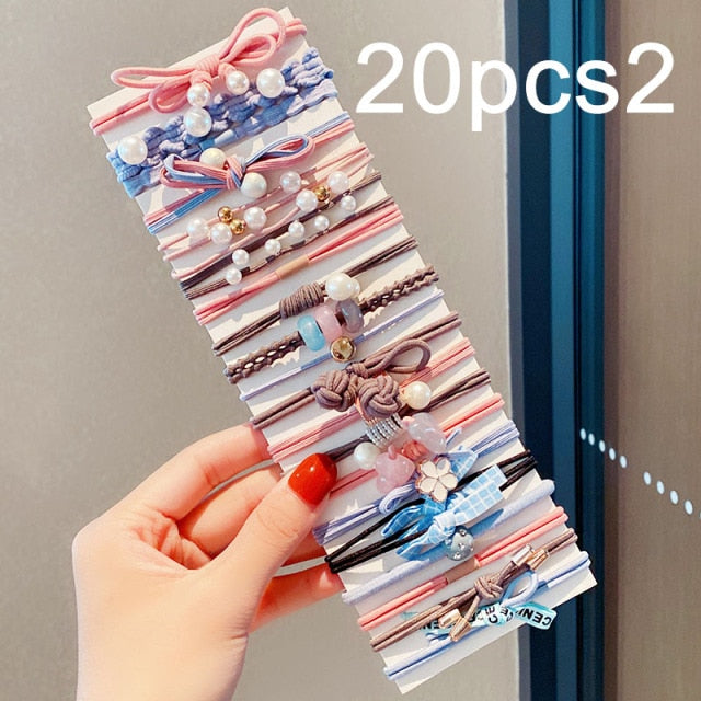 Colorful Pearl Elastic Hair Bands Scrunchies Ponytail Hold Rubber Bands - KiwisLove