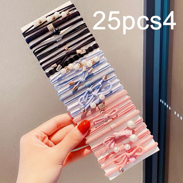 Colorful Pearl Elastic Hair Bands Scrunchies Ponytail Hold Rubber Bands - KiwisLove