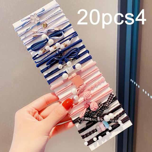 Colorful Pearl Elastic Hair Bands Scrunchies Ponytail Hold Rubber Bands - KiwisLove