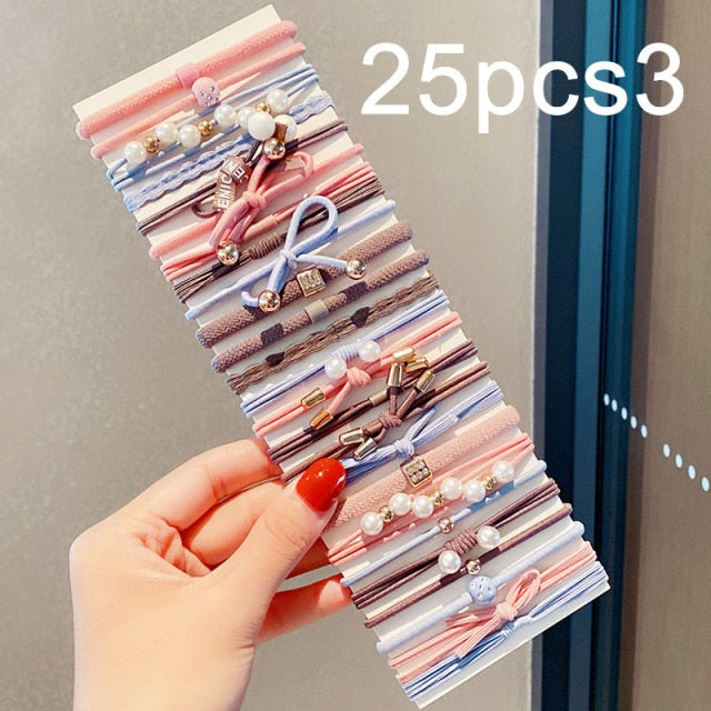 Colorful Pearl Elastic Hair Bands Scrunchies Ponytail Hold Rubber Bands - KiwisLove