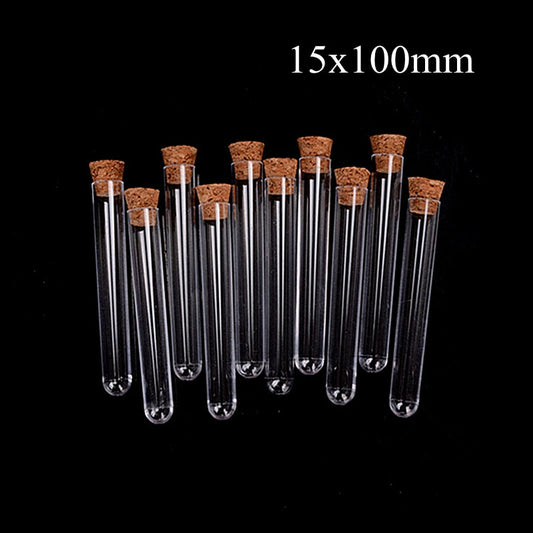 NZ Stock 15x100mm plastic test tubes with cork for crafts or lab use
