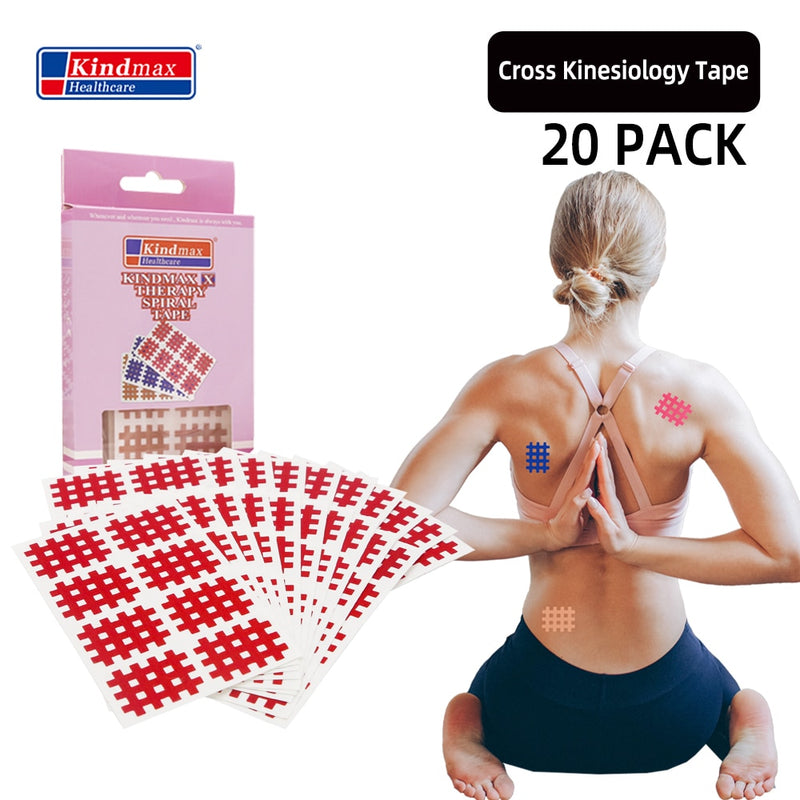 20 Sheets/Pack Kindmax Kinesiology Cross Tape Physical therapy Acupuncture Stickers for Pain Relief - KiwisLove