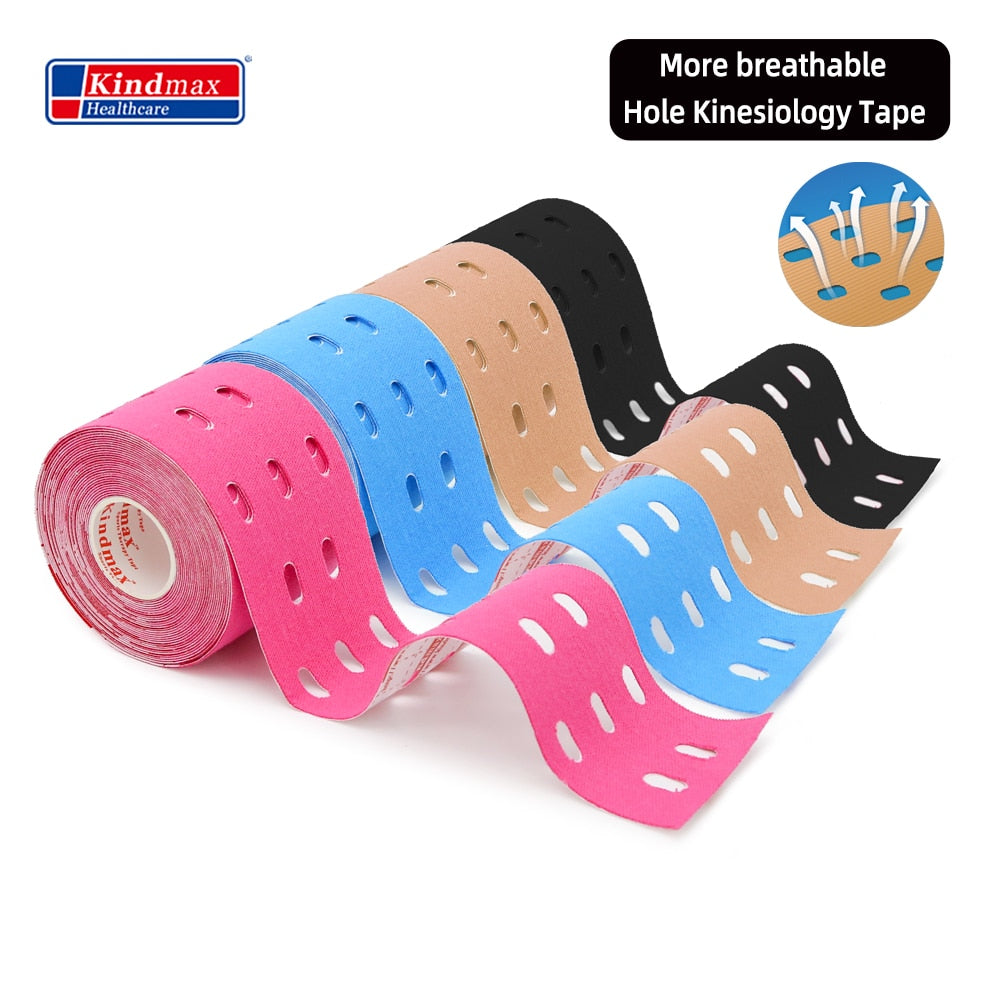 Kindmax Hole Kinesiology Tape Perforated Elastic Sport  Athletic Tape for Muscle Support Strain Injury Pain Relief 5cm x 5m Roll - KiwisLove