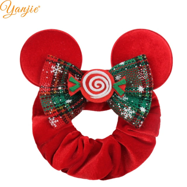 2021 New  Pretty Mouse Ears Sequins Hair Bow Women Velvet Scrunchies - KiwisLove