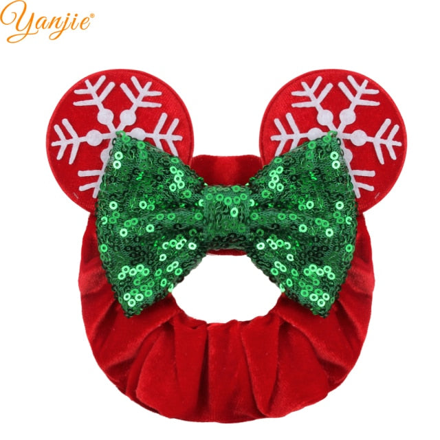 2021 New  Pretty Mouse Ears Sequins Hair Bow Women Velvet Scrunchies - KiwisLove