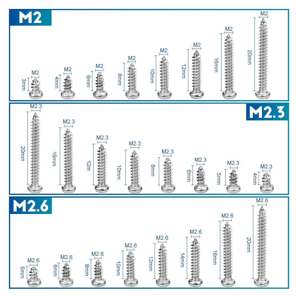 960pcs Mini Screw Round Pan Head  Computer Laptop Screw Stainless Steel Tapping - KiwisLove