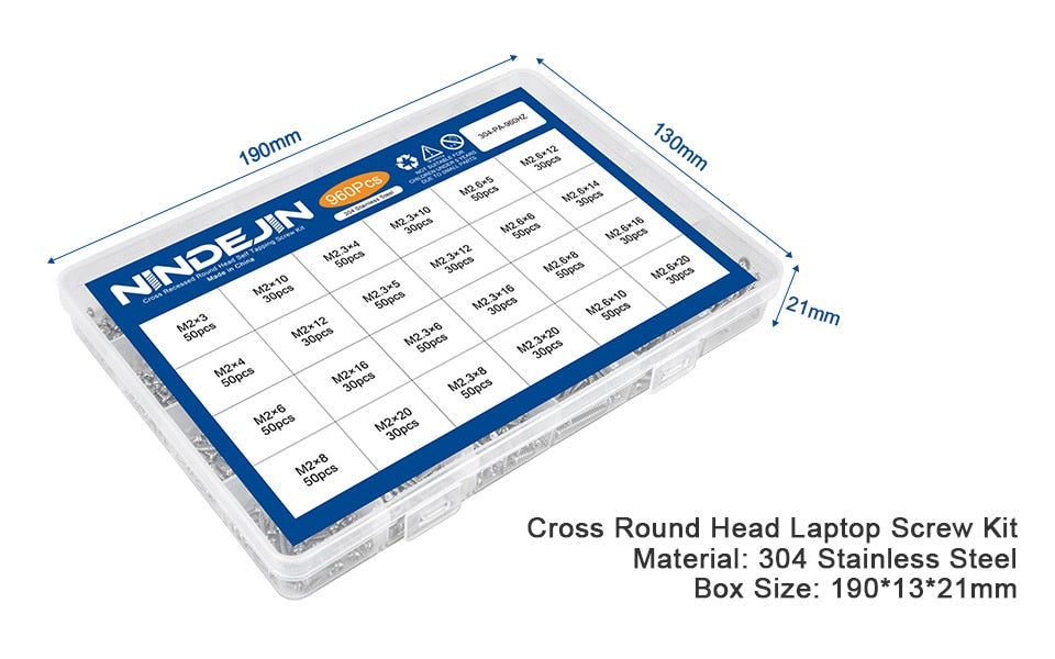 960pcs Mini Screw Round Pan Head  Computer Laptop Screw Stainless Steel Tapping - KiwisLove