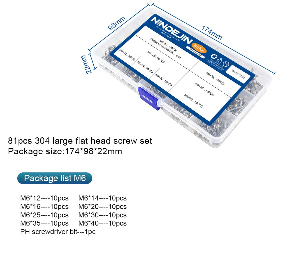 Cross Recess Truss Head Screw Set Stainless Steel Phillips Self Tapping kit - KiwisLove