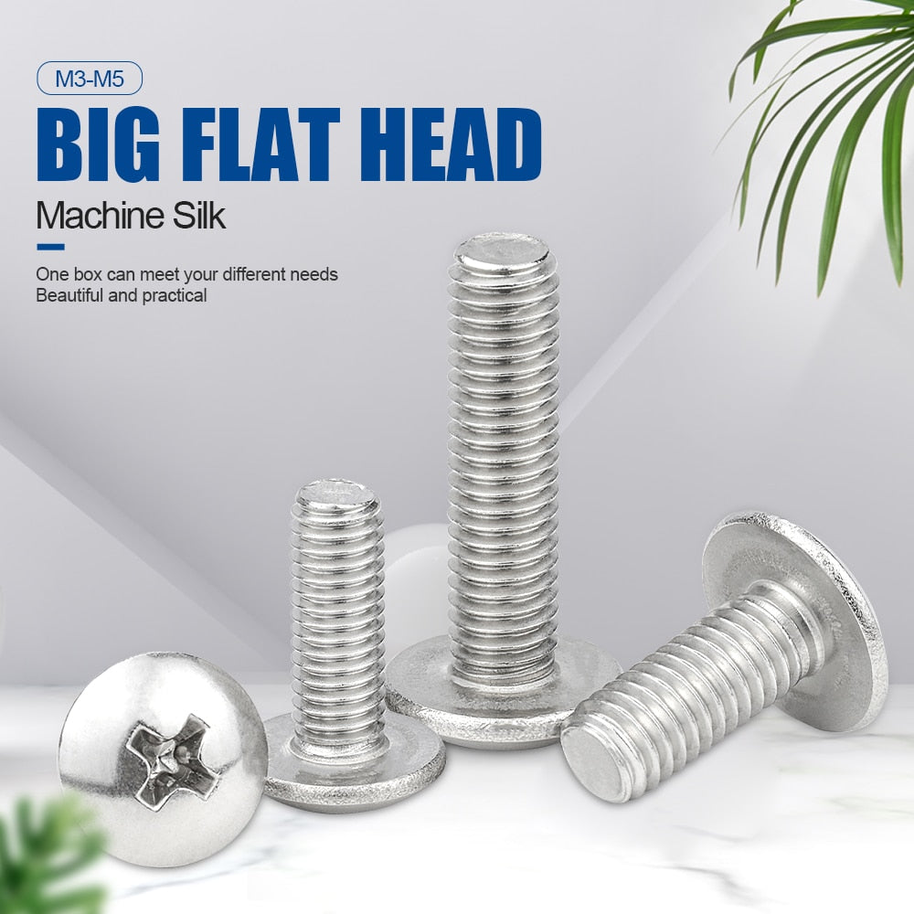 NINDEJIN Truss Round Head Screw Set Stainless Steel Phillips with Nuts - KiwisLove
