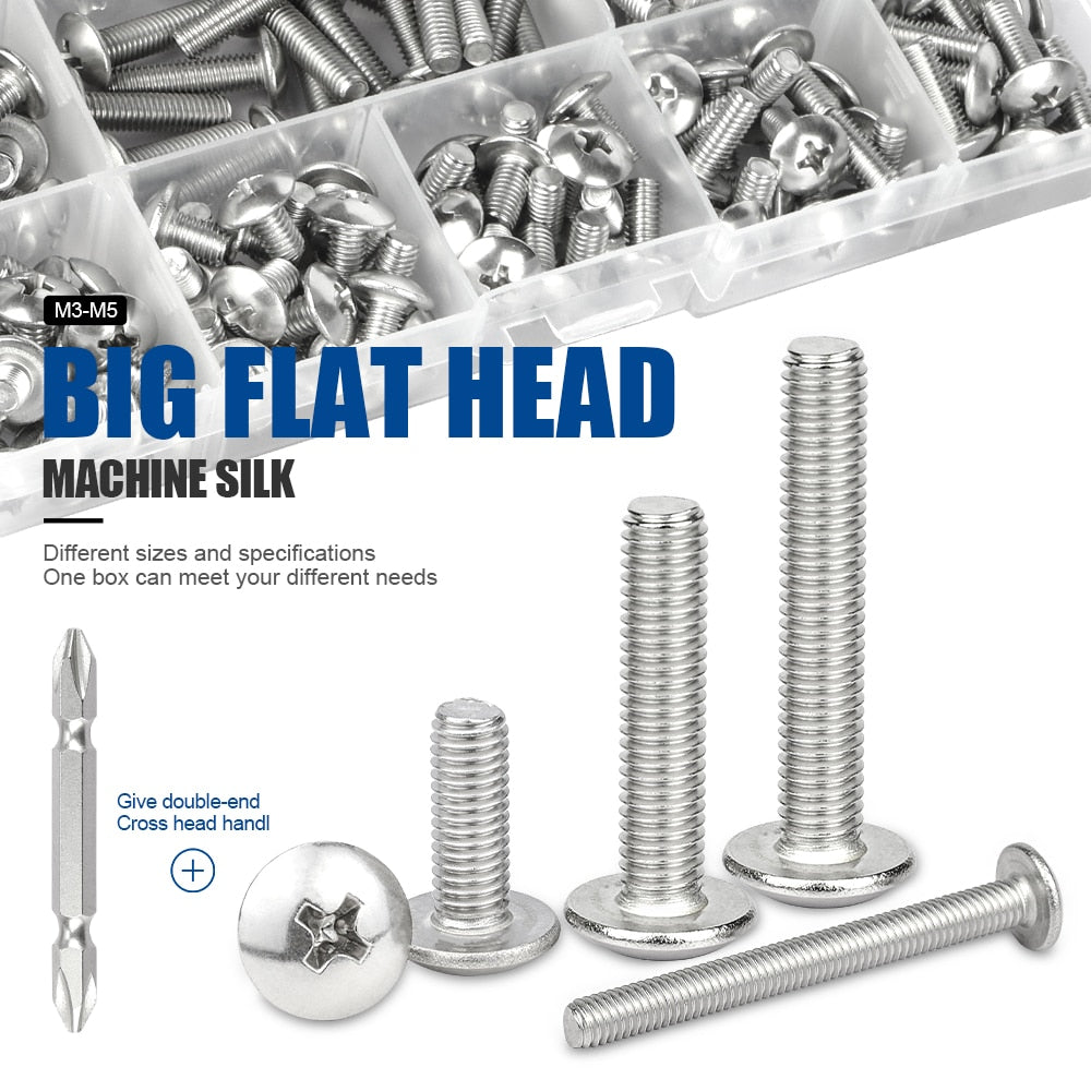 NINDEJIN Truss Round Head Screw Set Stainless Steel Phillips with Nuts - KiwisLove