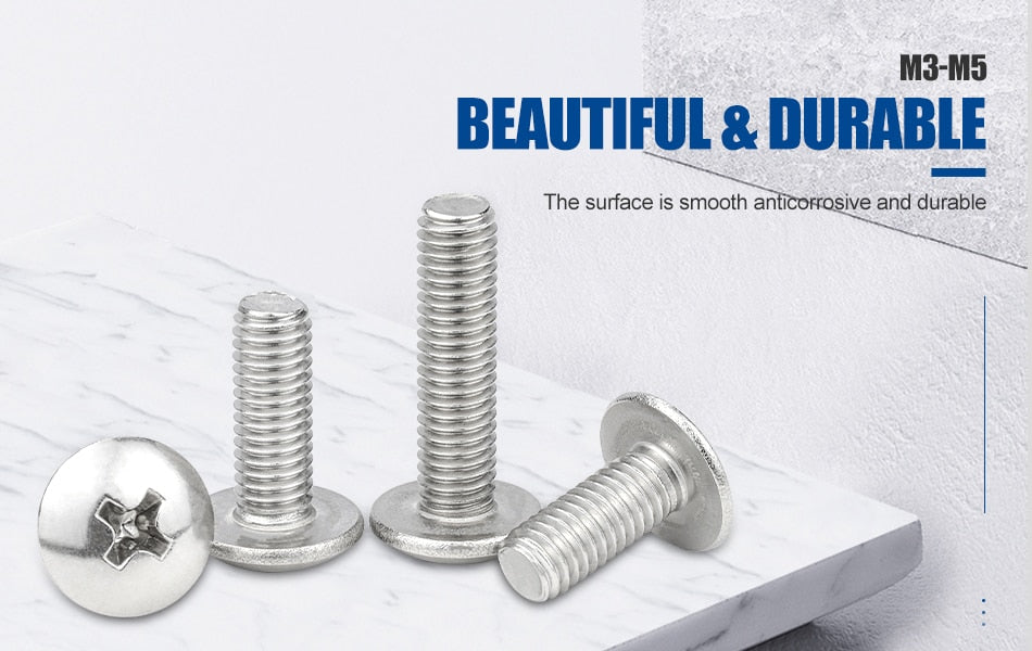 NINDEJIN Truss Round Head Screw Set Stainless Steel Phillips with Nuts - KiwisLove