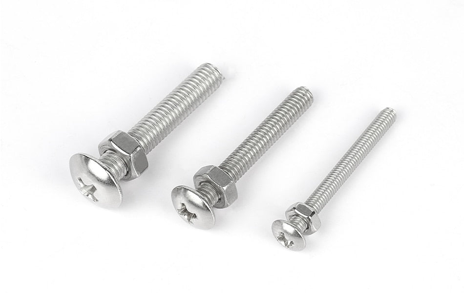 NINDEJIN Truss Round Head Screw Set Stainless Steel Phillips with Nuts - KiwisLove