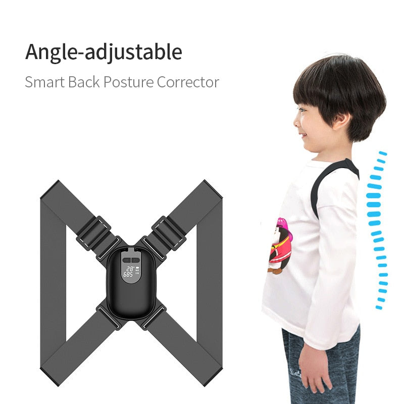 Smart Back Support Back Posture Corrector Intelligent Angle Sensor Vibration Reminder USB Charging LED Screen Children Adults - KiwisLove