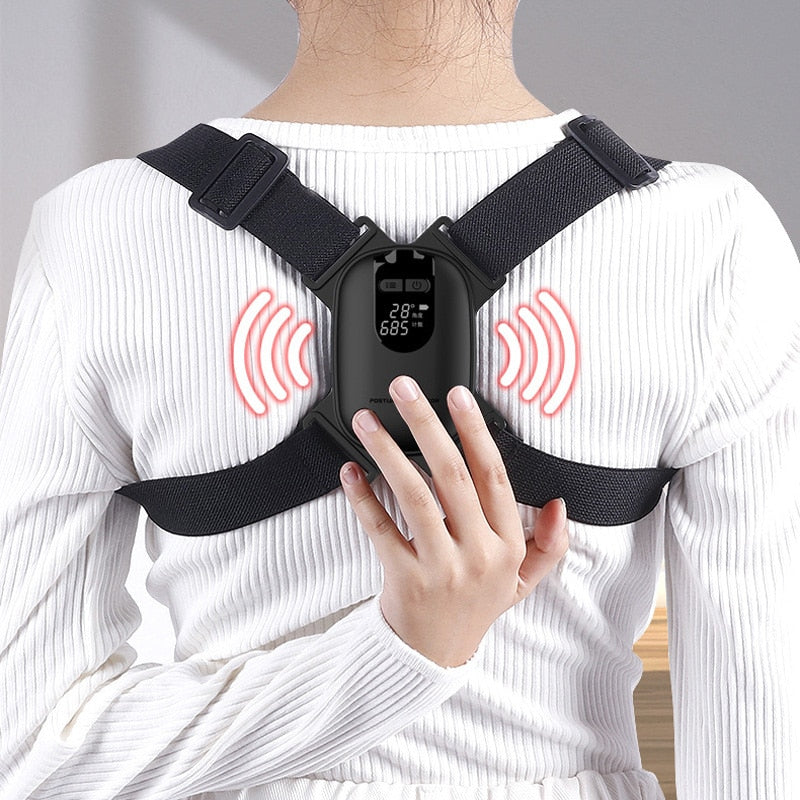 Smart Back Support Back Posture Corrector Intelligent Angle Sensor Vibration Reminder USB Charging LED Screen Children Adults - KiwisLove