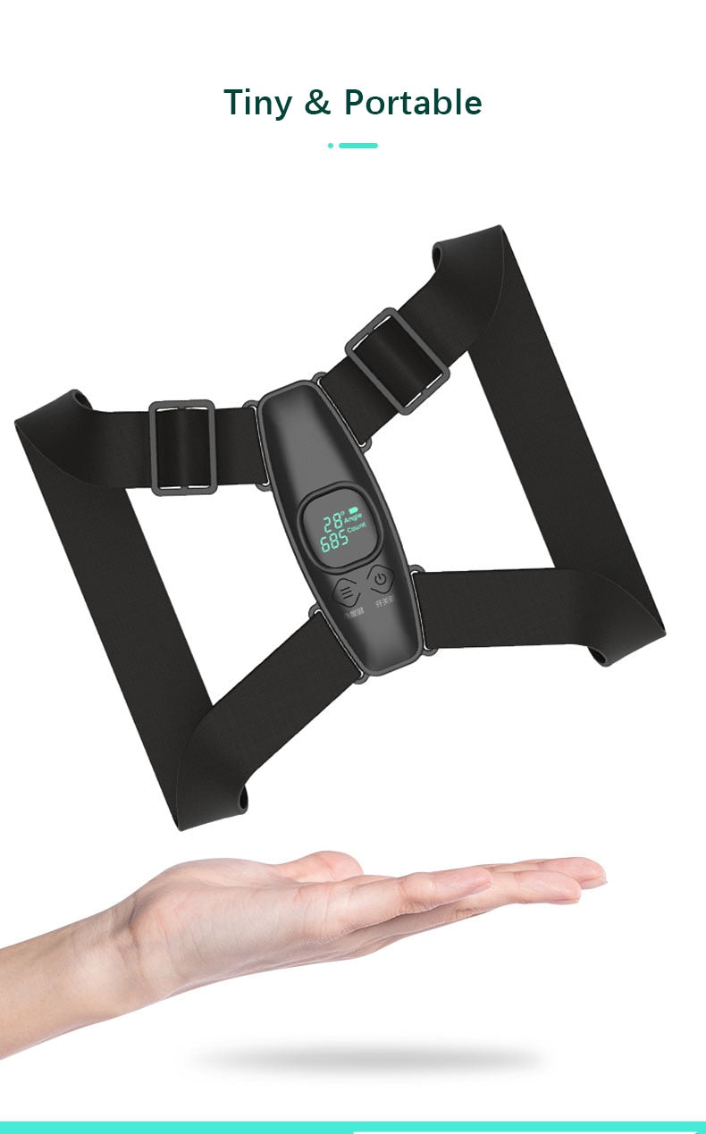 Smart Back Support Back Posture Corrector Intelligent Angle Sensor Vibration Reminder USB Charging LED Screen Children Adults - KiwisLove