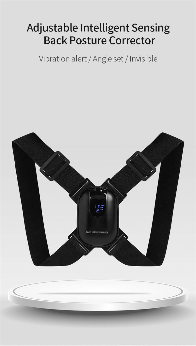 Smart Back Support Back Posture Corrector Intelligent Angle Sensor Vibration Reminder USB Charging LED Screen Children Adults - KiwisLove