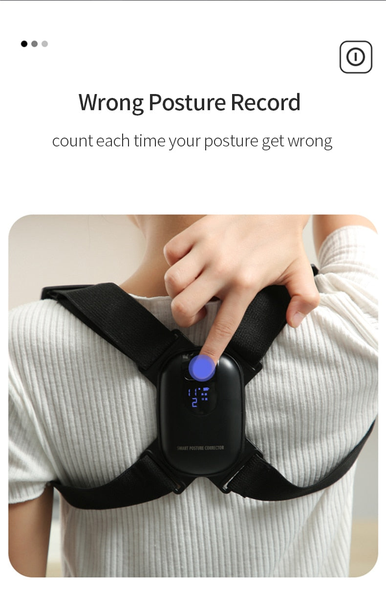Smart Back Support Back Posture Corrector Intelligent Angle Sensor Vibration Reminder USB Charging LED Screen Children Adults - KiwisLove