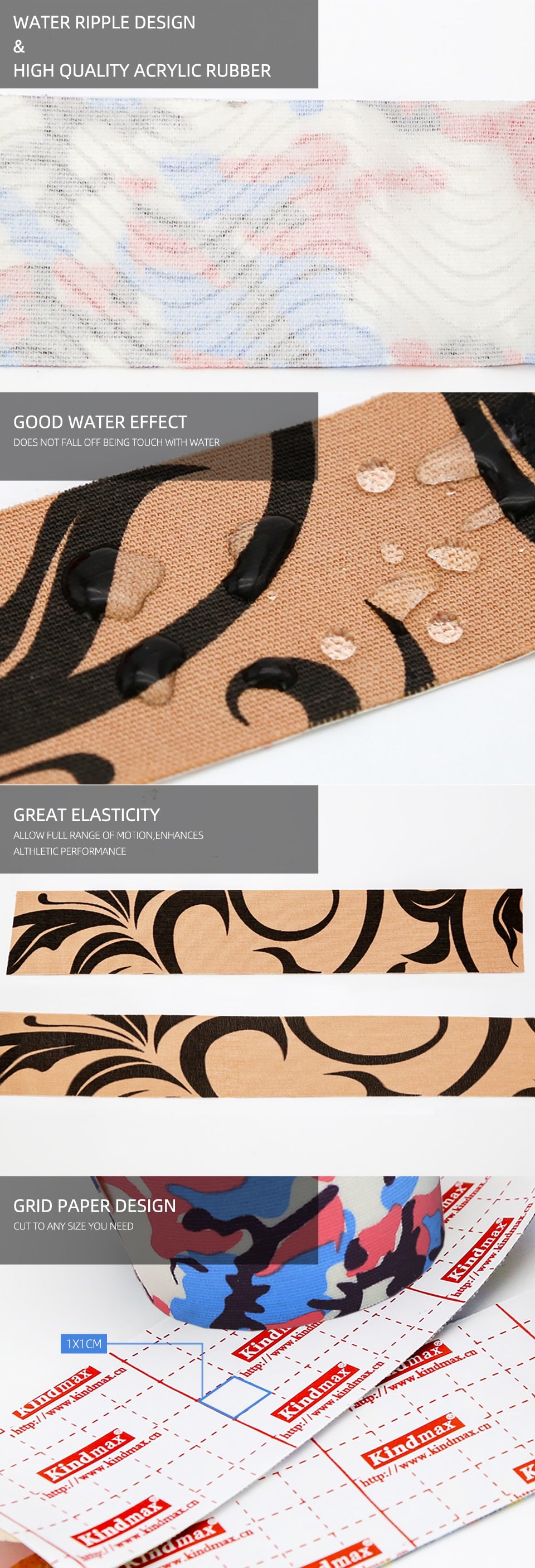 Kindmax New Generation Upgrade Kinesiology Tape in Box for Sports Athletic Recovery Elastic Kneepad Muscle Pain Relief - KiwisLove