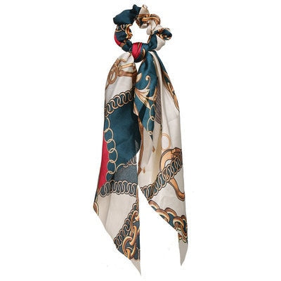 Floral  Bow Satin Long Ribbon Ponytail Scarf Hair Tie Scrunchies - KiwisLove