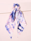 Floral  Bow Satin Long Ribbon Ponytail Scarf Hair Tie Scrunchies - KiwisLove