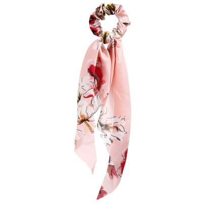 Floral  Bow Satin Long Ribbon Ponytail Scarf Hair Tie Scrunchies - KiwisLove